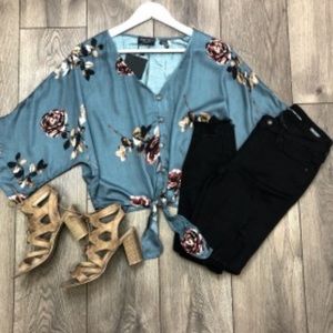 Blue Floral Blouse
